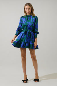 Busbee Floral Sevilla Satin Ruffle Dress