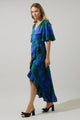 Busbee Floral Abelia Hi-Low Maxi Wrap Dress