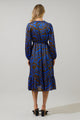 Krista Abstract Fabiola Split Neck Midi Dress