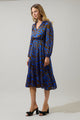 Krista Abstract Fabiola Split Neck Midi Dress