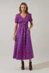 Ivani Abstract Brenty Smocked Midi Dress