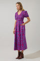 Ivani Abstract Brenty Smocked Midi Dress