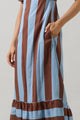 Evabelle Stripe Xena Puff Sleeve Maxi Dress