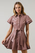 Anisa Leather Pleated Mini Dress