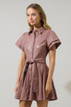 Anisa Leather Pleated Mini Dress