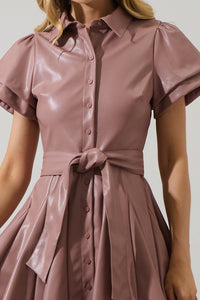 Anisa Leather Pleated Mini Dress