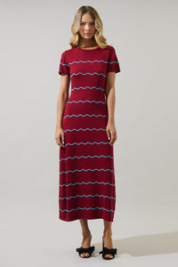 Darlene Stripe Wave Midi Sweater Dress