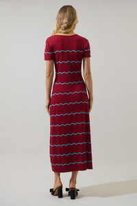Darlene Stripe Wave Midi Sweater Dress