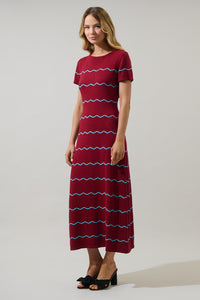 Darlene Stripe Wave Midi Sweater Dress