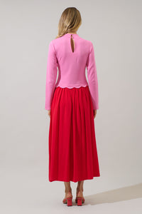 Zenie Color Block Midi Dress