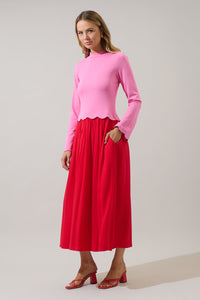 Zenie Color Block Midi Dress