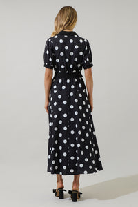 Darrah Polka Dot Fayen Wrap Maxi Dress