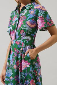 Elara Floral Marisy Collared Maxi Dress
