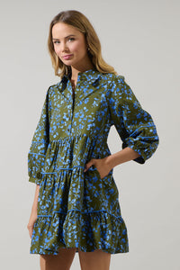 Solvay Floral Stark Tiered Mini Dress
