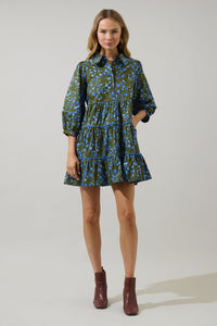 Solvay Floral Stark Tiered Mini Dress