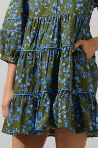 Solvay Floral Stark Tiered Mini Dress