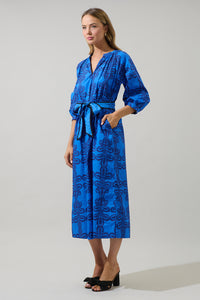 Romery Abstract Terie V-Neck Midi Dress