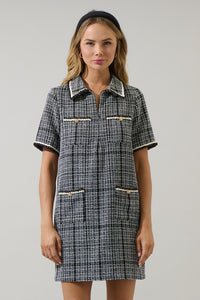 Audrey Tweed Collar Mini Dress