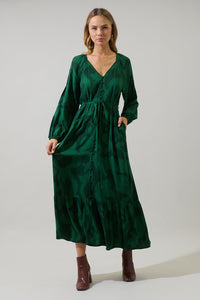 Benti Abstract Larrie Button Down Maxi Dress