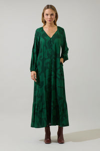 Benti Abstract Larrie Button Down Maxi Dress