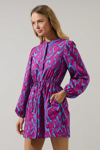 Ivani Abstract Luzma Drawstring Mini Dress