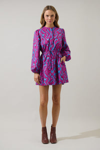 Ivani Abstract Luzma Drawstring Mini Dress