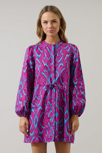 Ivani Abstract Luzma Drawstring Mini Dress
