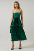 Katia Metallic Strapless Tiered Midi Dress