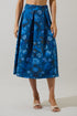 Palmate Floral Pleated Midi Skirt
