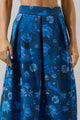 Palmate Floral Pleated Midi Skirt