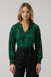 Benti Abstract Weylin Split Neck Tassel Blouse