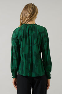 Benti Abstract Weylin Split Neck Tassel Blouse