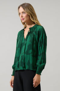 Benti Abstract Weylin Split Neck Tassel Blouse