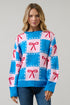 Belora Checker Bow Oversized Sweater