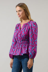 Ivani Abstract Mirana Smocked Top