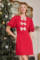 Cherry Belle Pearl Bow Mini Dress