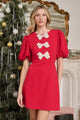 Cherry Belle Pearl Bow Mini Dress