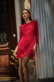 Venetia Fringe Long Sleeve Mini Dress