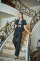 Arielle Jacquard Bern Wide Leg Pants