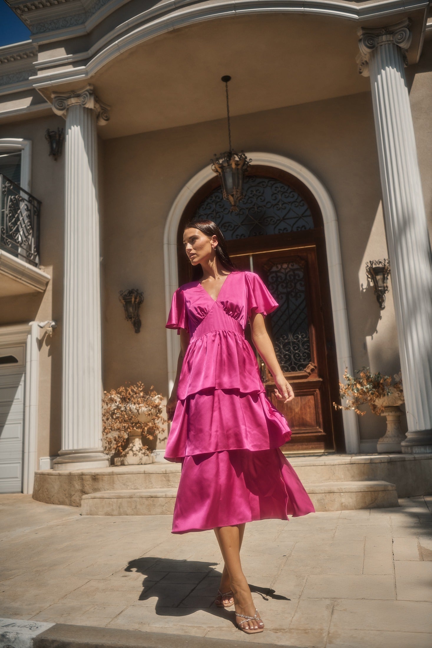 aisle pearl satin midi dress aisle pearl satin midi dress Kalisa Cocktail Evening Silk Midi Dress with Pearl Cut-Out and