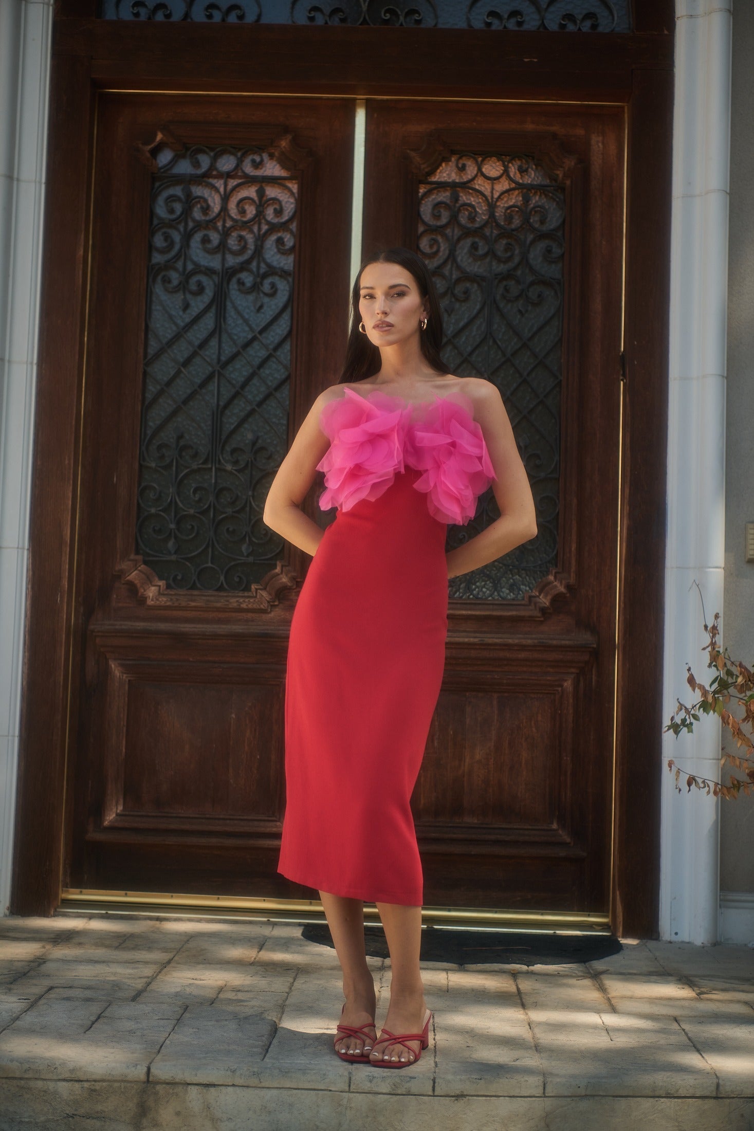 sugarlips organza dress Maeva Organza Mockneck Maxi Dress FUCHSIA / XS by Sugarlips
