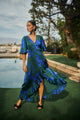 Busbee Floral Abelia Hi-Low Maxi Wrap Dress