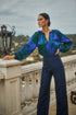 Busbee Floral Alcazar Raglan Sleeve Satin Blouse