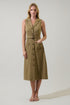 Sanders Collar Sleeveless Midi Dress