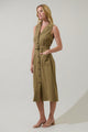 Sanders Collar Sleeveless Midi Dress