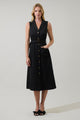 Sanders Collar Sleeveless Midi Dress