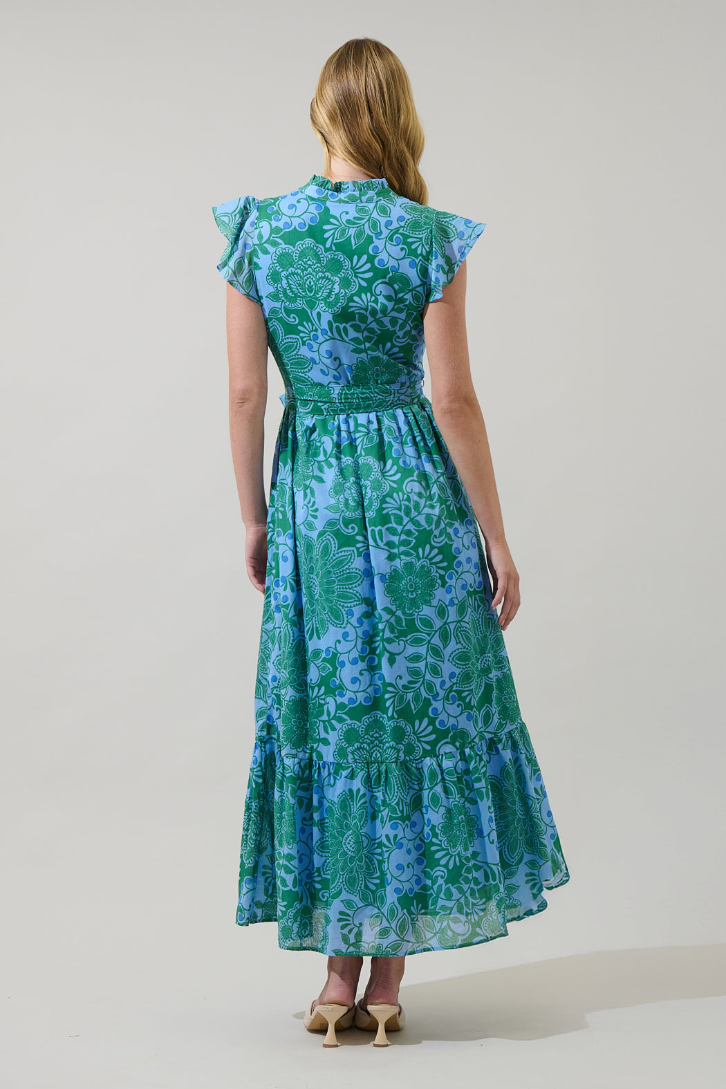 Tressa Floral Riah Button Down Maxi - Kelly Blue Mul / XL Tressa Floral Riah Button Down Maxi - Kelly Blue Mul / XL