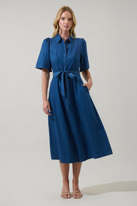 Haysville Chambray Elen Button Down Midi Dress