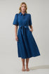 Haysville Chambray Elen Button Down Midi Dress