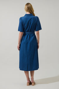 Haysville Chambray Elen Button Down Midi Dress